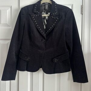 Bisou Bisou Black SparklBlazer with Beaded Trim- perfect for the holiday season!
